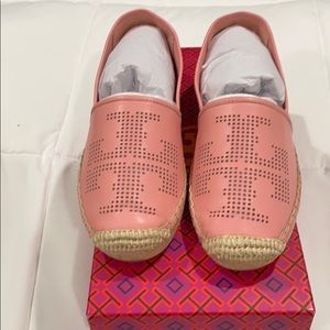 Tory Burch Perforated logo flat espadrille.